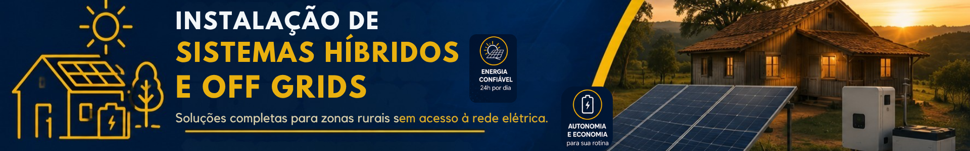 Instalação de sistemas híbridos e off-grids