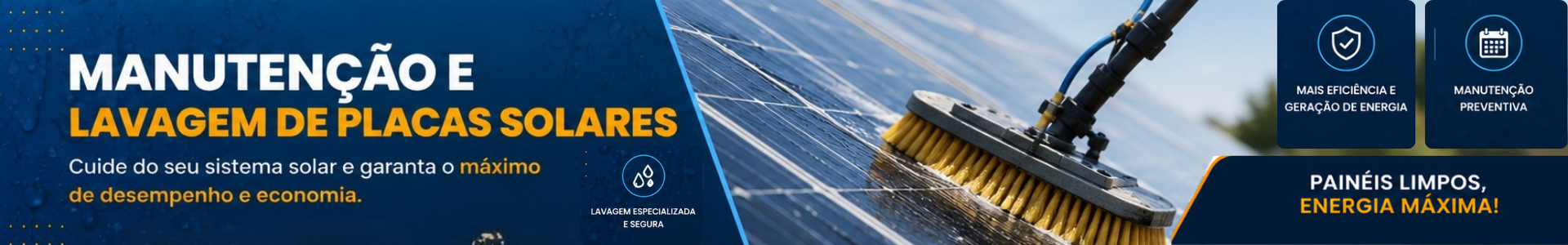 Manutenção e lavagem de placas solares