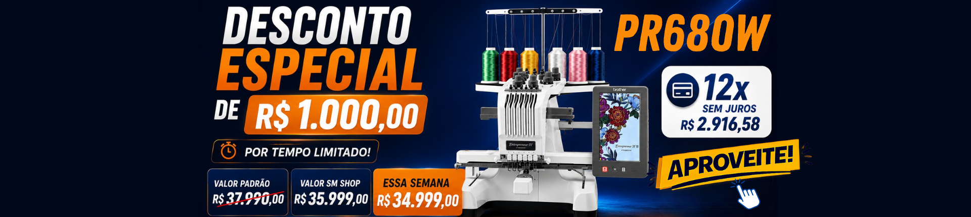 Máquina de Bordado Brother PR680w Oferta Sm Shop