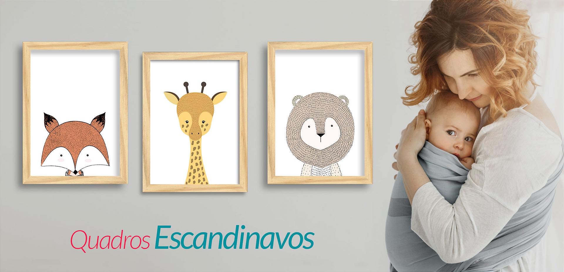 Quadros bichinhos escandinavos para quarto de bebê