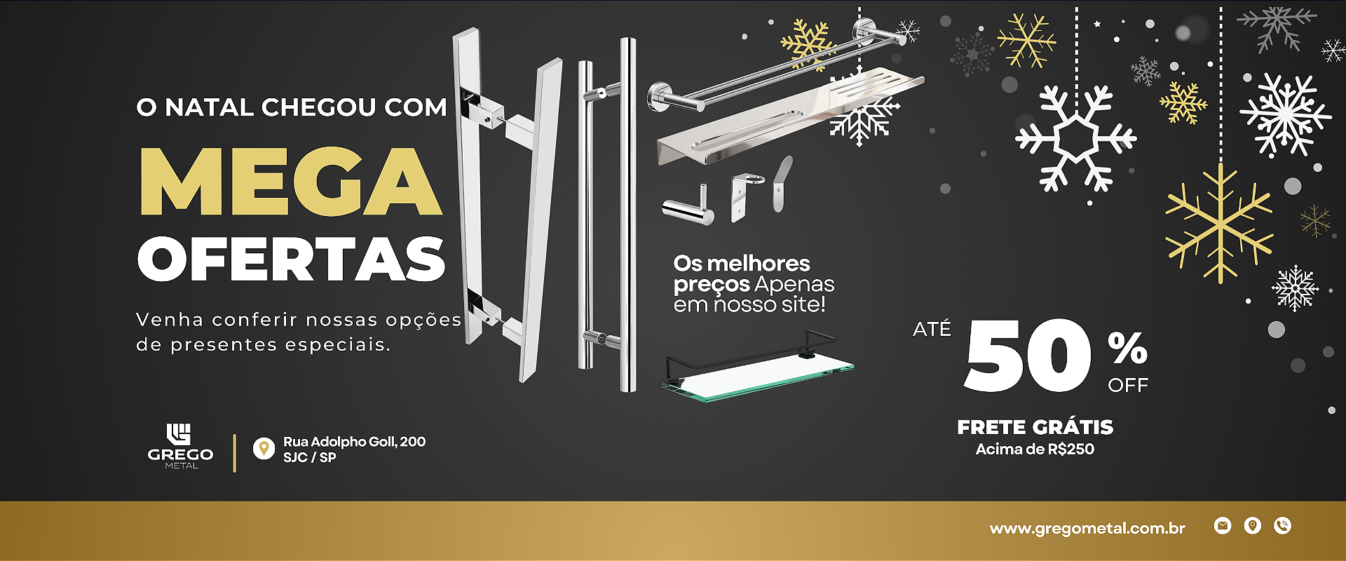 Natal Grego Metal - Acessórios de banheiro e Puxadores de porta