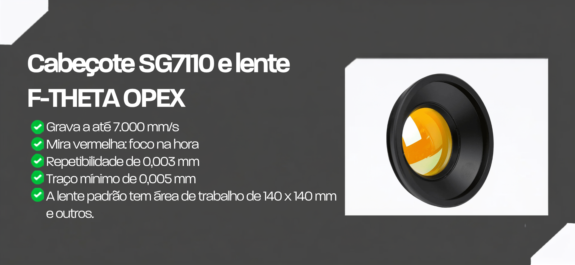 Cabeçote Sino-Galvo SG7110 com lente F-Theta OPEX