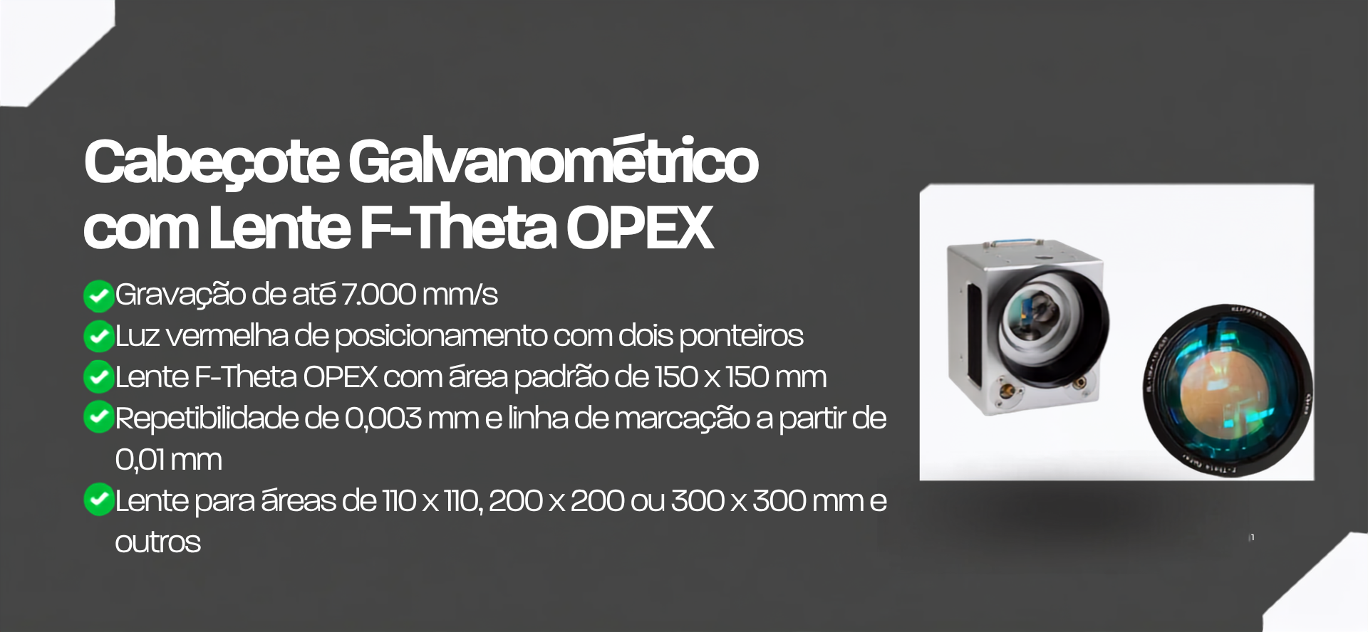 Cabeçote Sino-Galvo SG7110 com lente F-Theta OPEX