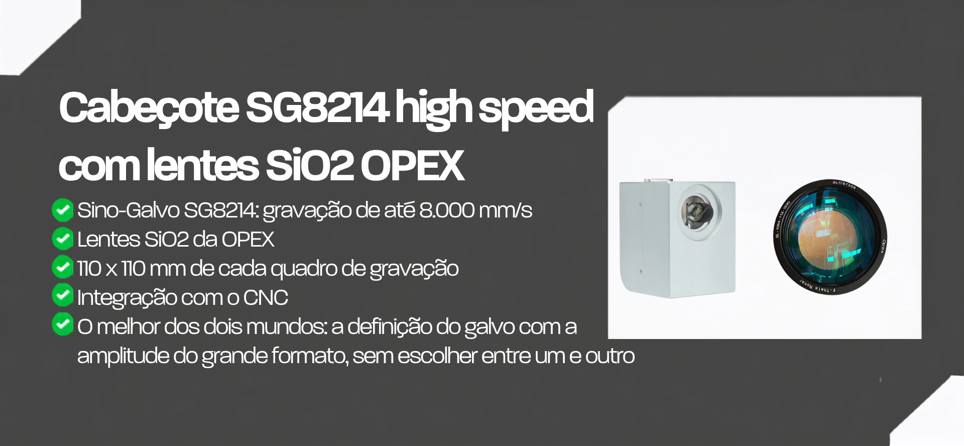 Cabeçote Sino-Galvo SG8214 com lentes SiO2 OPEX