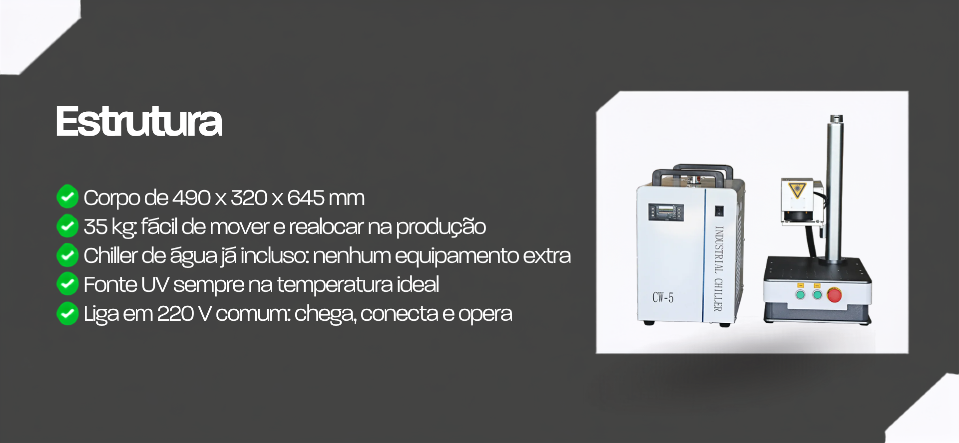 Estrutura da Super Mini UV com chiller incluso