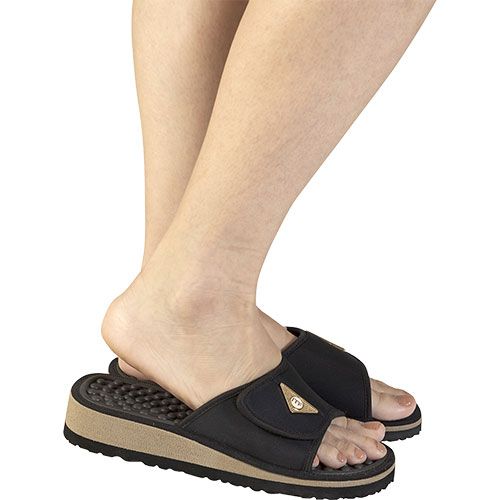 Chinelo Slide Gold Anabela para Esporão e Fascite Plantar Mundoflex Preto