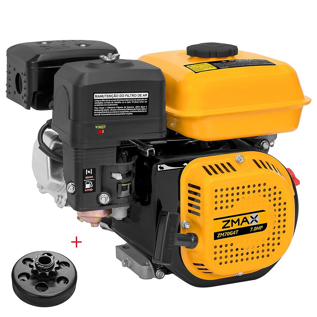 Motor a Gasolina Zmax 7hp 210cc Partida Manual com Embreagem