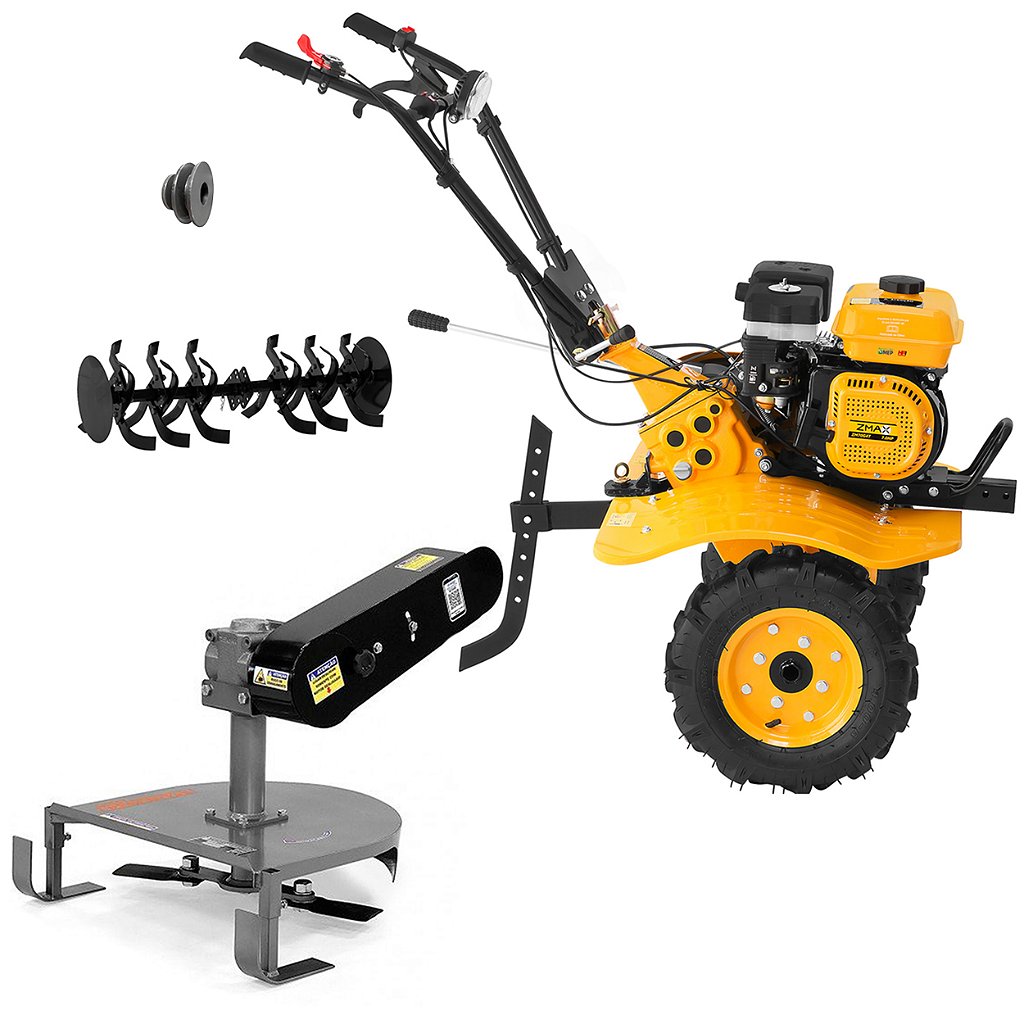 Motocultivador a Gasolina Zmax Zt900 212cc 7hp com Roçadeira