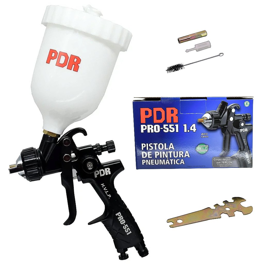 Pistola de Pintura Hvlp Pdr Pro-551 Bico 1,4mm 600ml P51