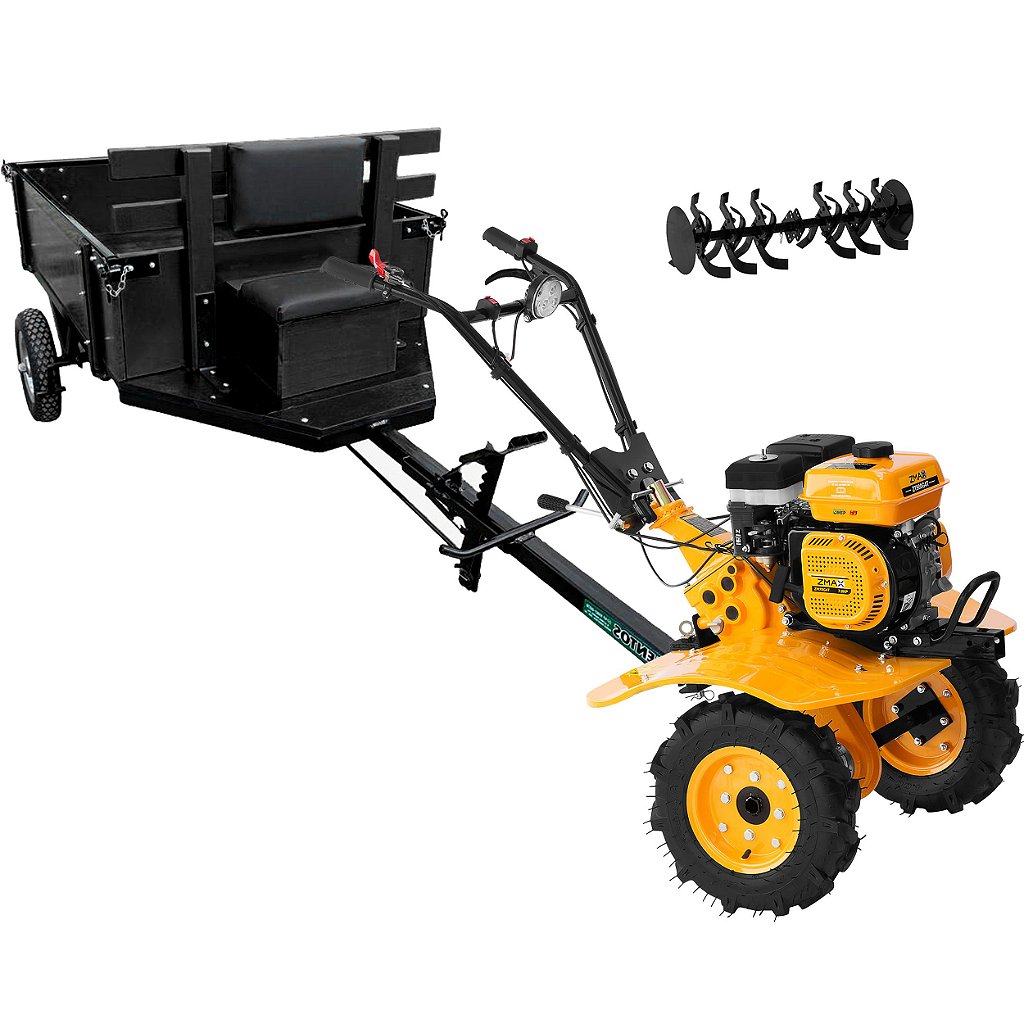 Motocultivador a Gasolina Zmax Zt900 7hp Carreta Gio Implementos