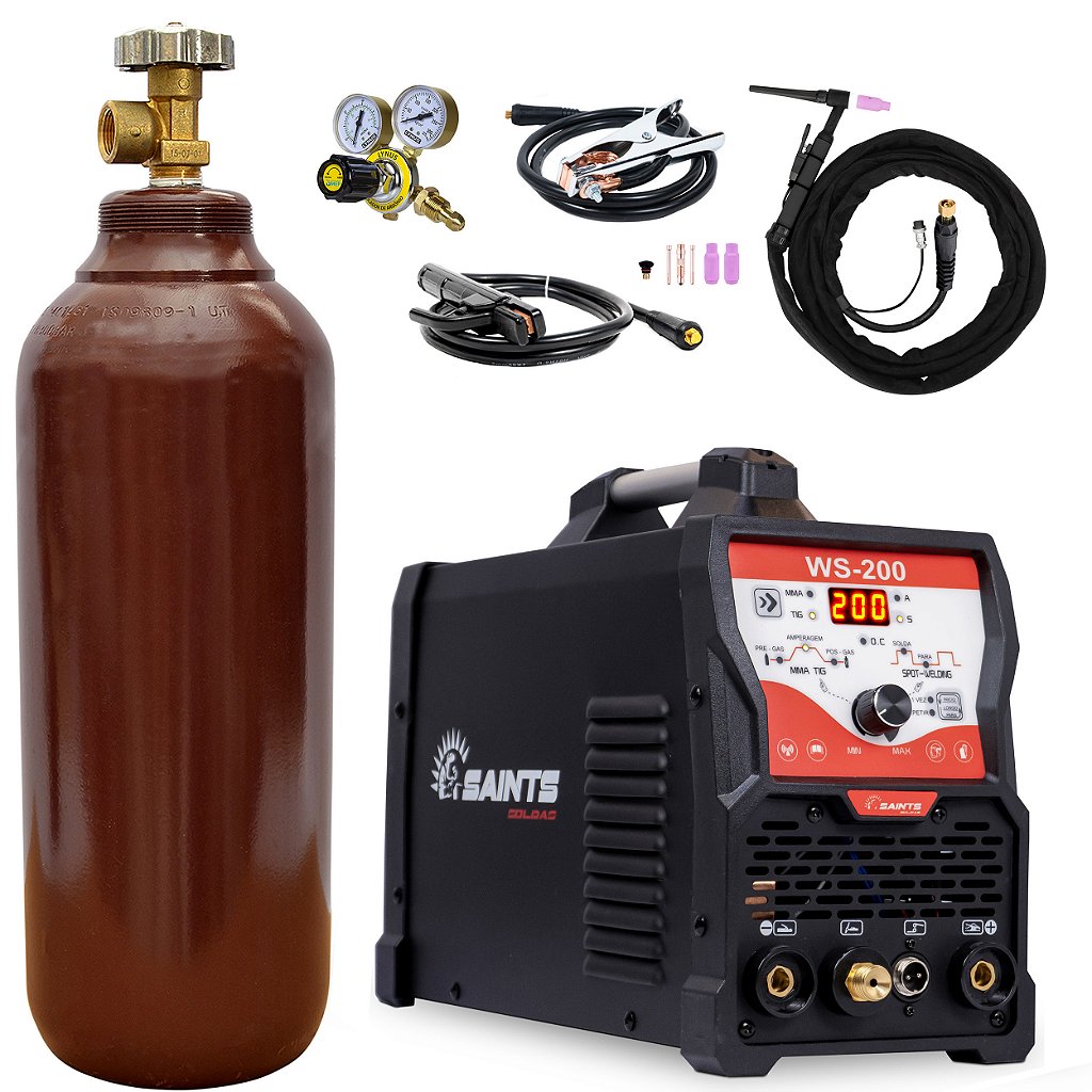 Inversor de Solda Tig Mma Saints Ws200 Spot 200a 220v Completa