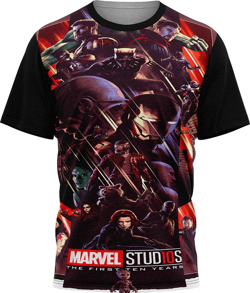 Marvel Studios Especial 10 Anos - Camiseta Infantil - Tecido Malha Fria -  PV - São Conrado Store