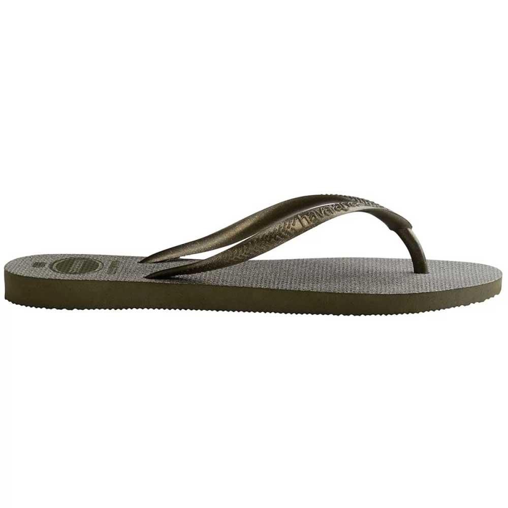 Chinelo Havaianas Slim Square Logo Metallic Musgo