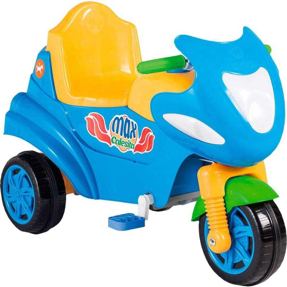 Triciclo Motoca Infantil Passeio Empurrador Pedal Som Azul