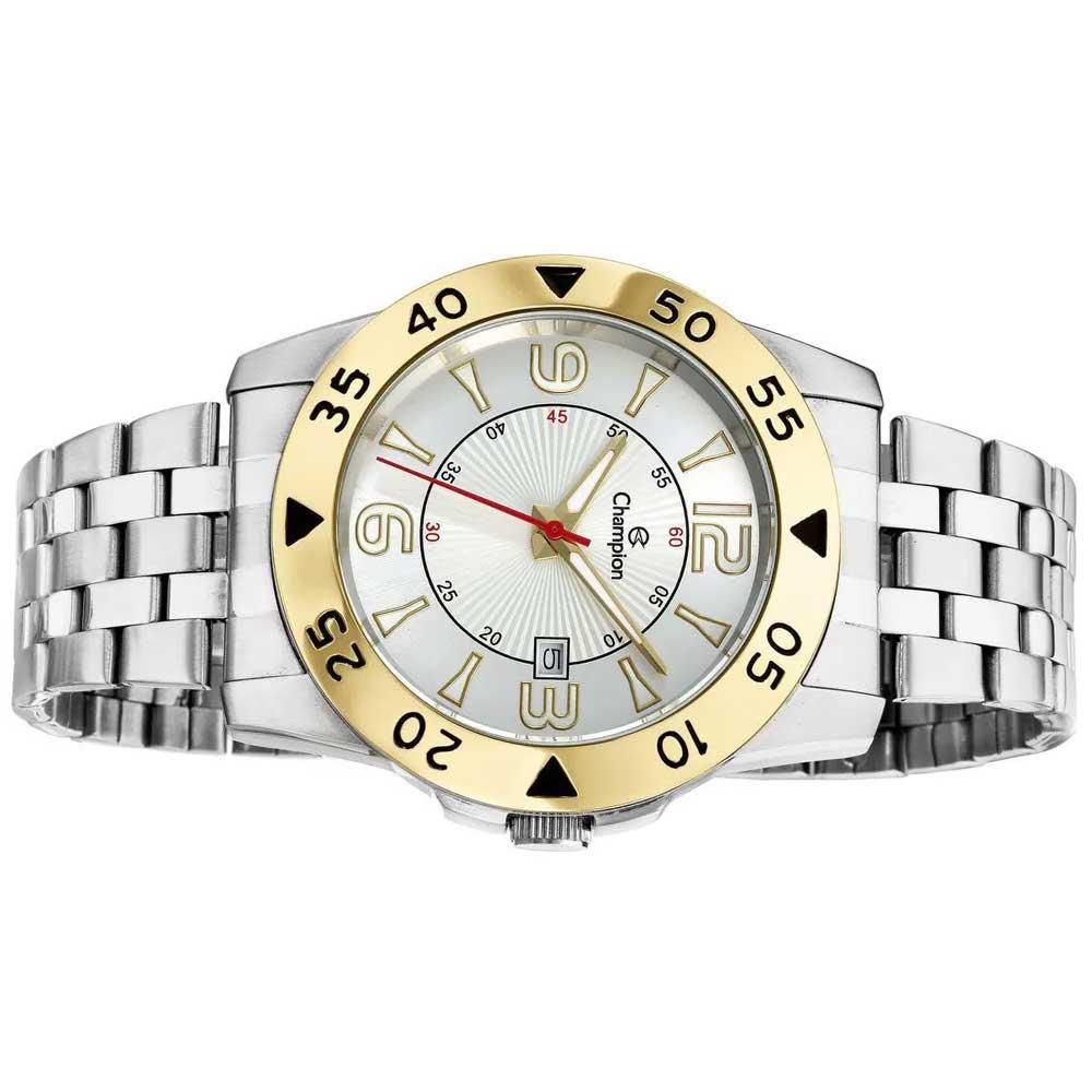 Relógio masculino prata e dourado pulseira de aço Champion CA30132P