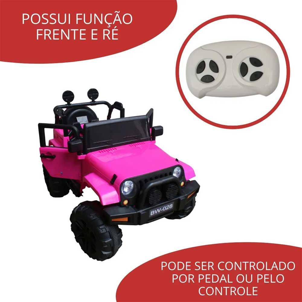 Carro Jeep Para A Barbie Com Controle Remoto Rosa