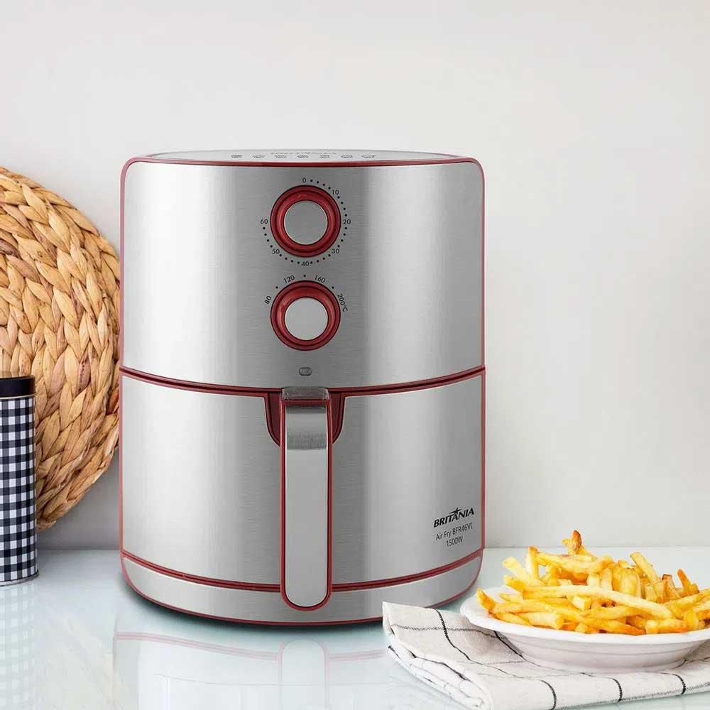 Fritadeira Britânia Air Fly 5 Litros Antiaderente 1500W Preta BFR40PI