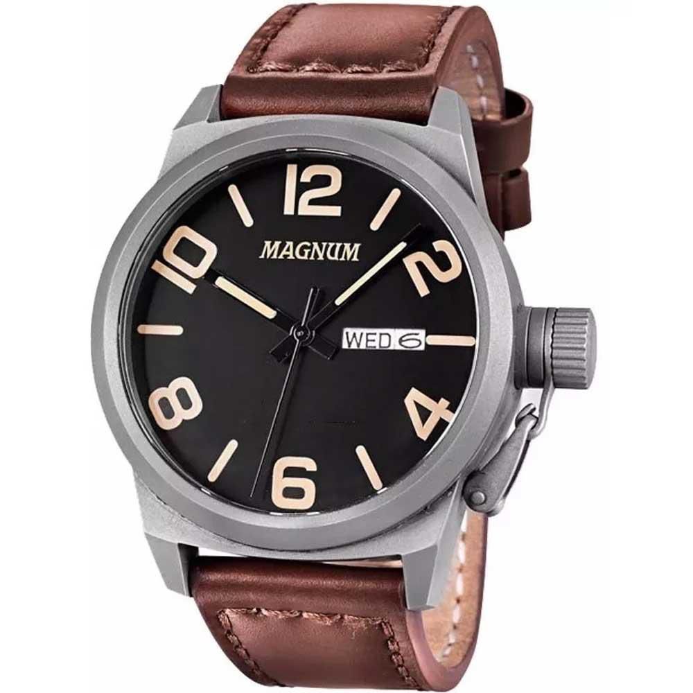 Relógio Magnum Masculino Ma33399m Calendario Pulseira Couro