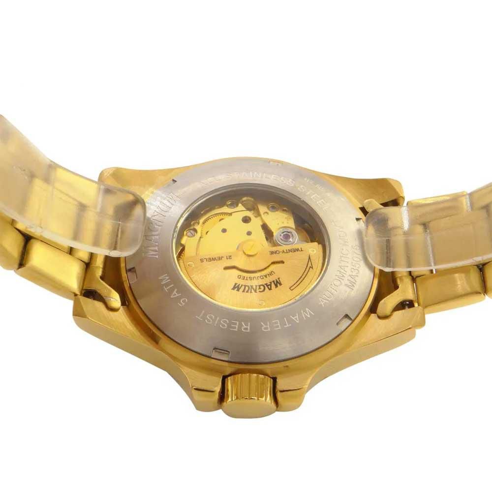 Relógio Magnum Masculino Clássico Dourado com Preto Aço Inoxidável  Automático Analógico com Calendário MA35075U em Promoção na Americanas