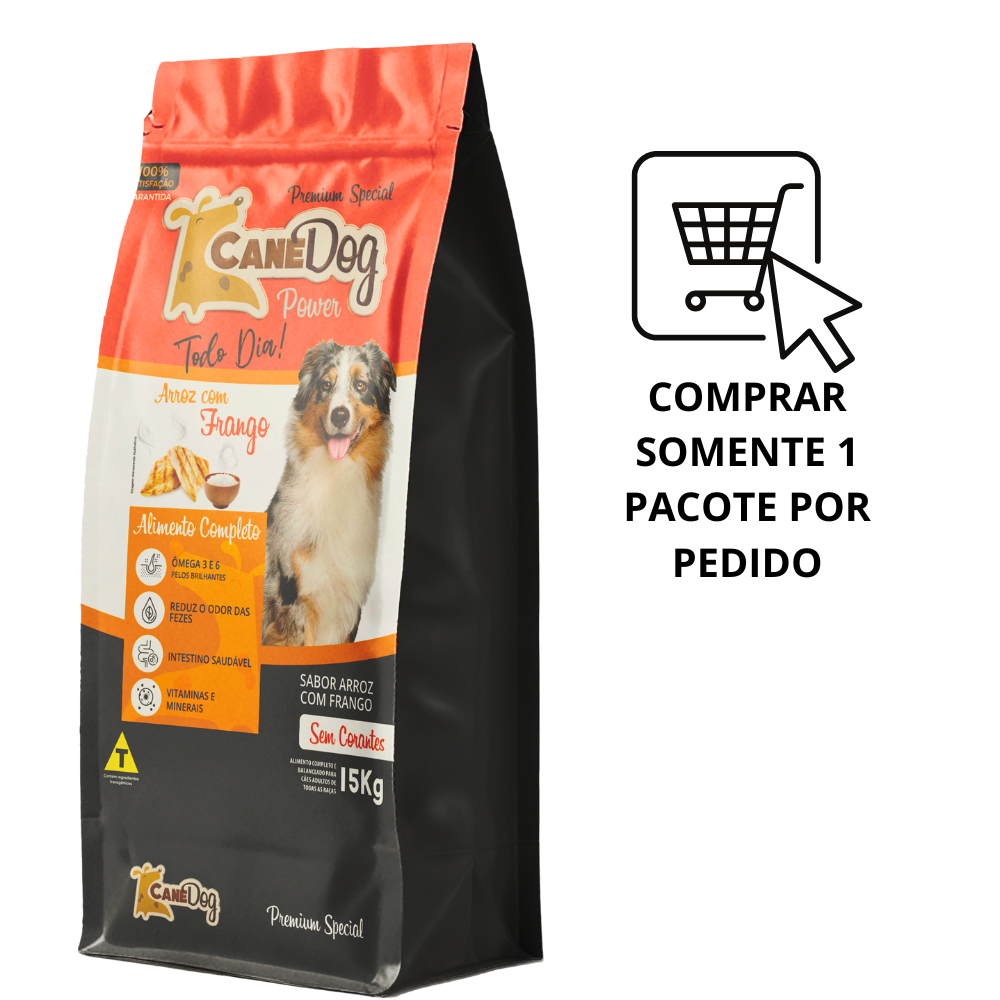 ação para cães grandes, ração premium especial, ração sem corantes