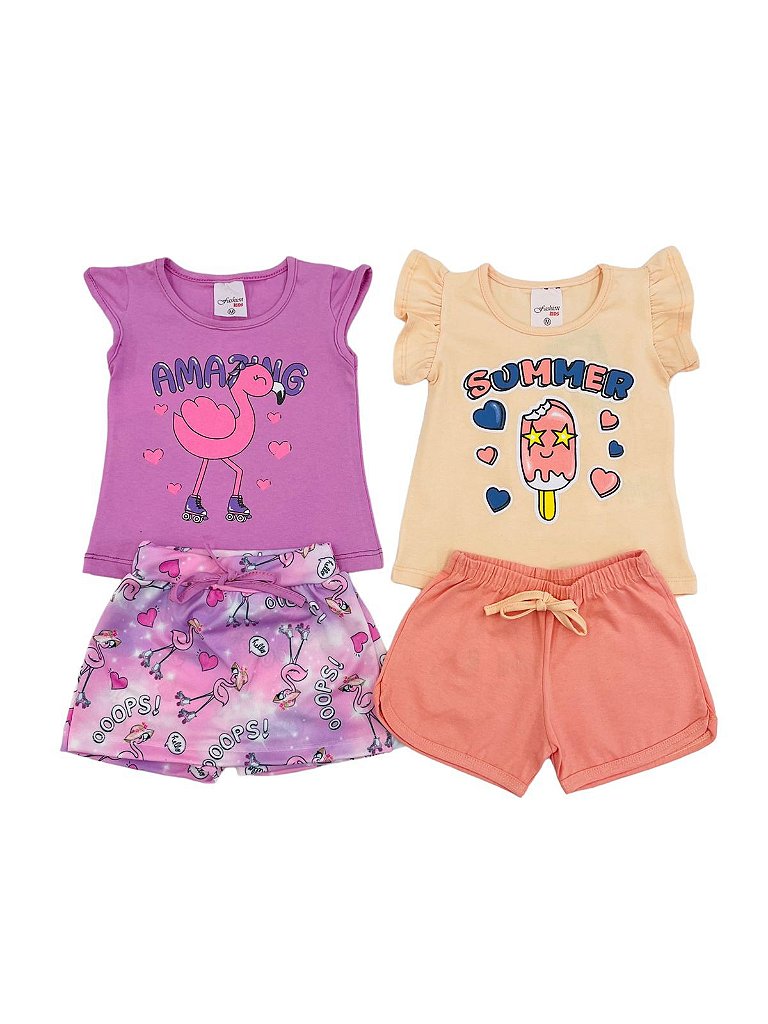 Kit 2 Conj. de Meias Bebê Fem. Branca Sorvetinho e Pink Cachorrinha -  Winston - Conjunto Infantil - Magazine Luiza