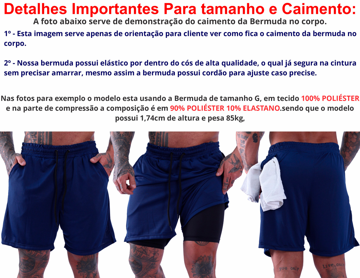 Caimento da Bermuda Dupla 2 em 1 MXD Conceito no corpo