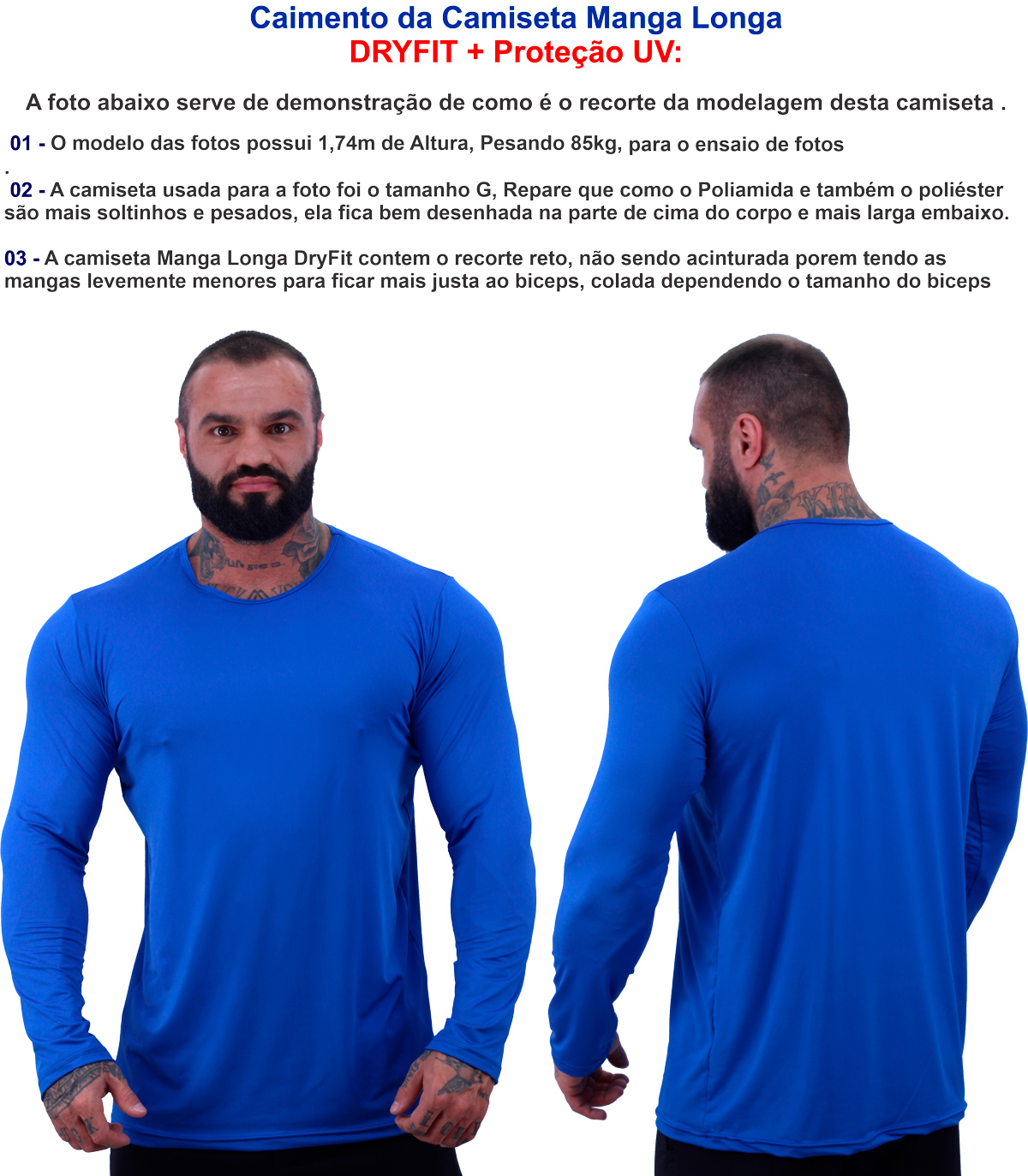 Camiseta Manga Longa Proteção UV – Caimento