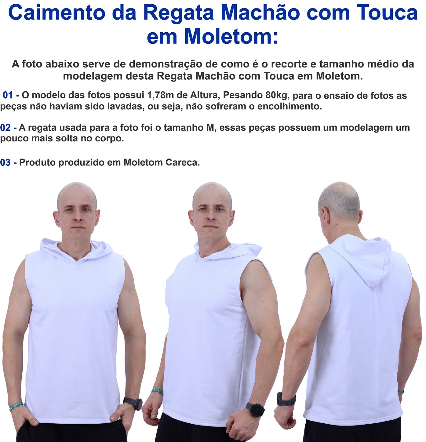 Detalhes da regata machão moletom com capuz MXD Conceito