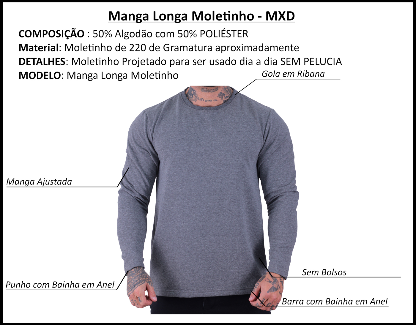 Detalhes — Gola com reforço ombro a ombro