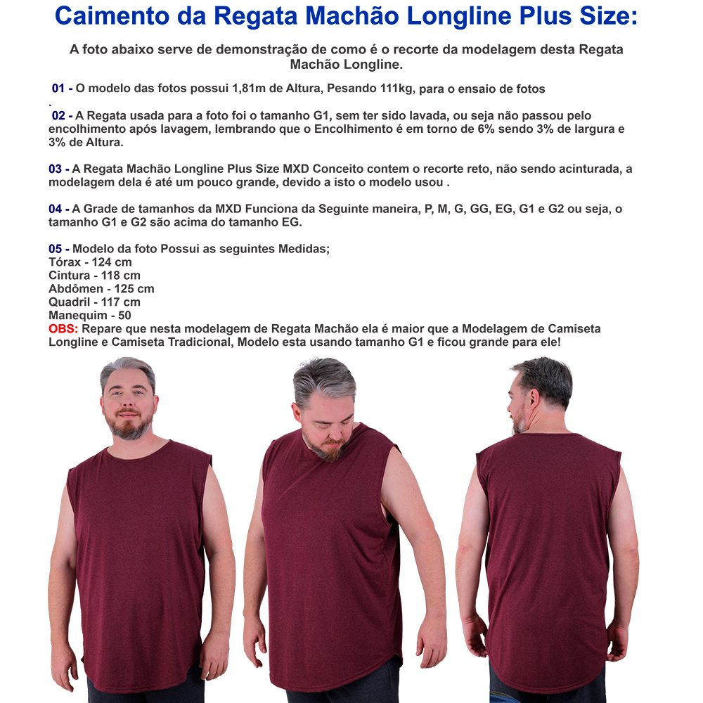 Regata Plus Size Masculina Tradicional sem Estampa Marinho