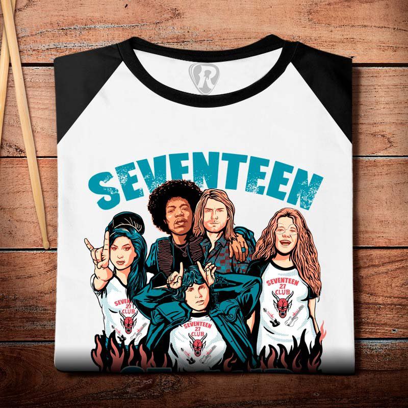 Camiseta Raglan Hellfire 27 Club tamanho adulto na cor branca com