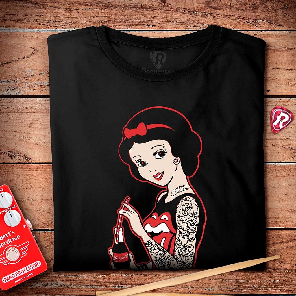 Camiseta Rolling Stones Branca de Neve 100 Algodao Roquenrou Estampado na Veia
