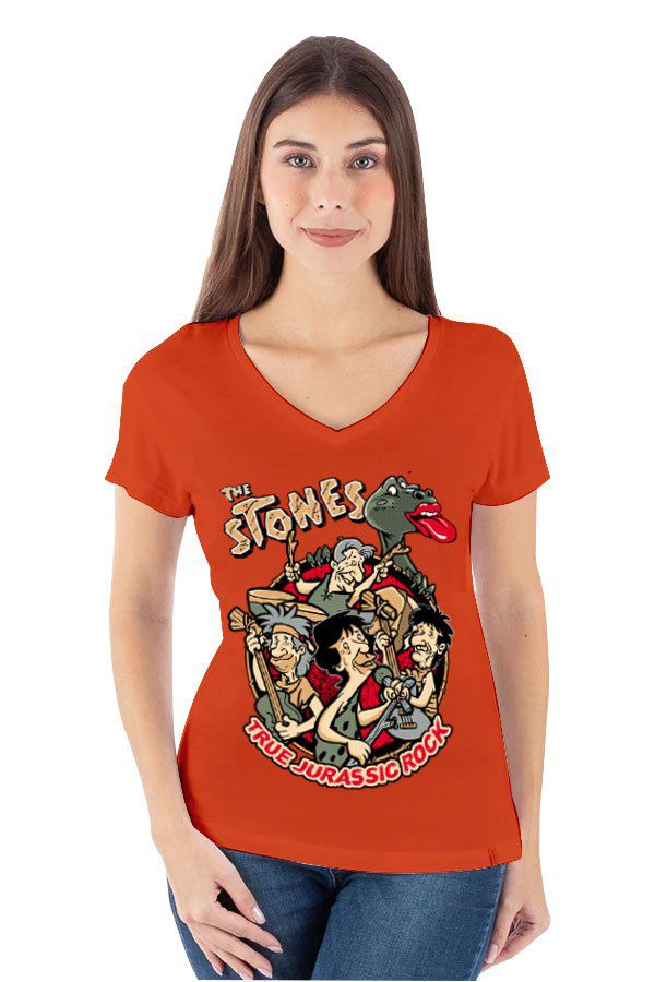 Camiseta Rolling Stones Flintstones Laranja | 100% algodão