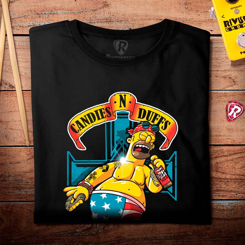 Camiseta Homer Simpsons Appetite for Donuts Preta 100 Algodao Roquenrou Estampado na Veia