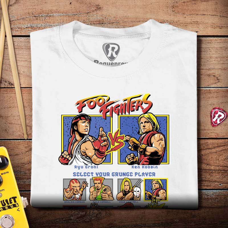 Camiseta rock Foo Fighters Street Fighter tamanho adulto com