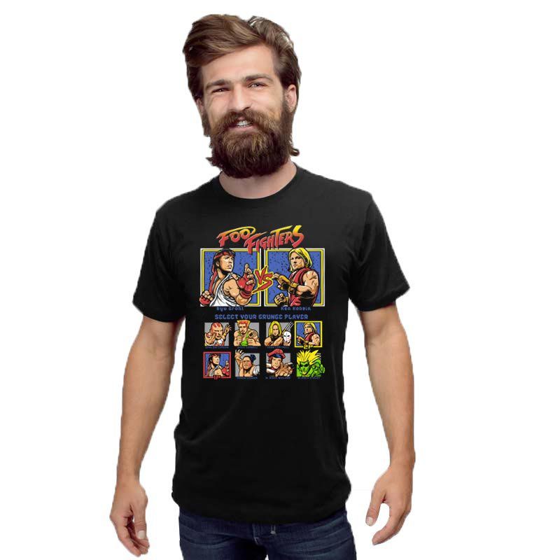 Camiseta rock Foo Fighters Street Fighter tamanho adulto com