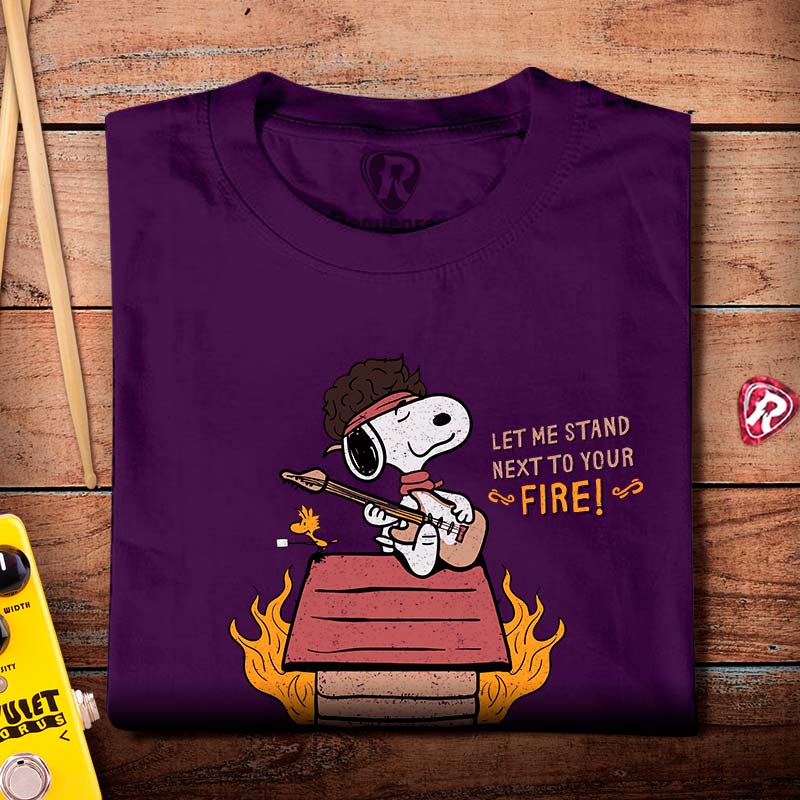 Camiseta Snoopy Hendrix Roxa 100 Algodao Roquenrou Estampado na Veia
