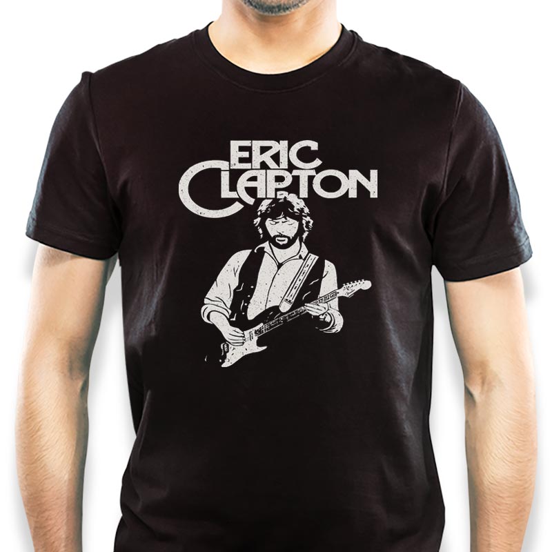 Camiseta Eric Clapton Preta | 100% Algodão - Roquenrou | Estampado