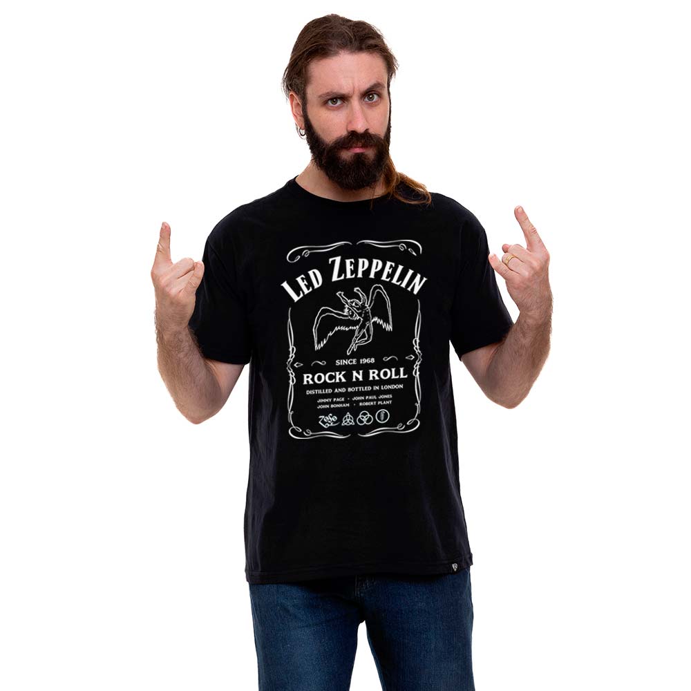 Camiseta Led Zeppelin Whisky estampa branca | 100% Algodão