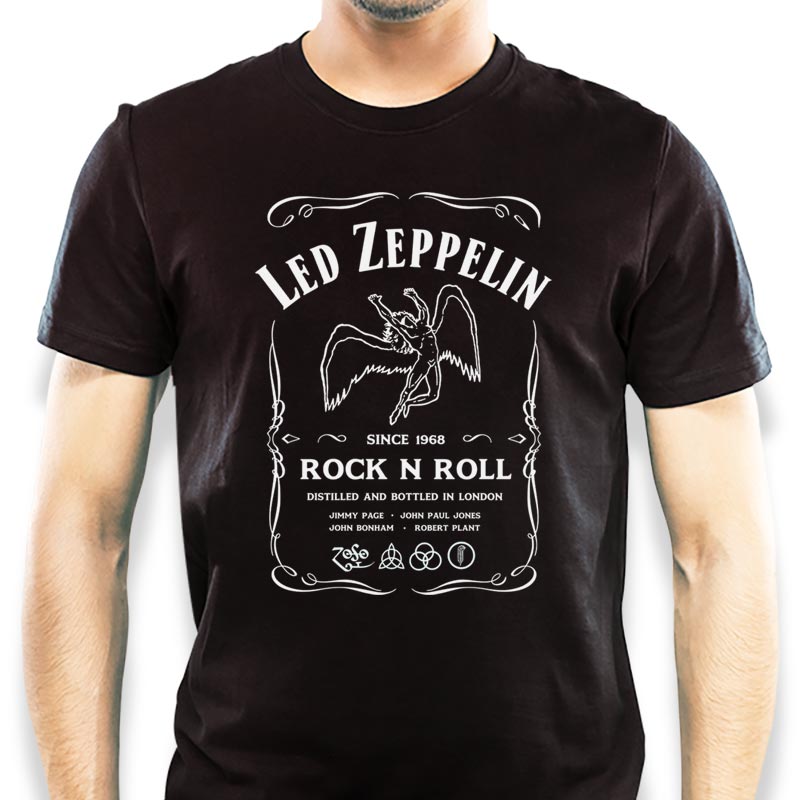 Camiseta Led Zeppelin Whisky estampa branca | 100% Algodão