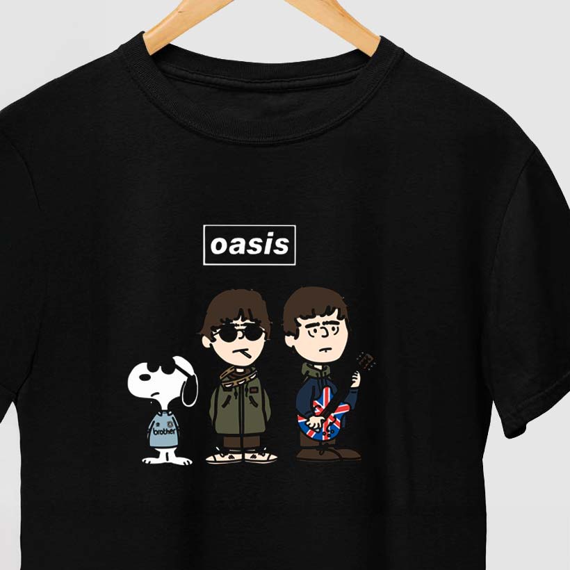 Camiseta Oasis irmão Gallagher preto - Roquenrou | Estampado na Veia!