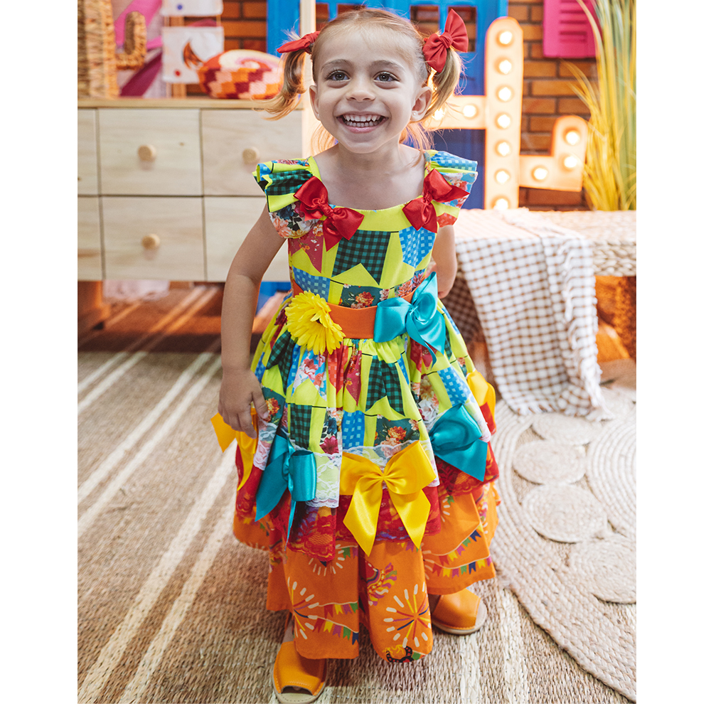 Vestido São João Bandeirinhas - Mactoot | Moda para crianças
