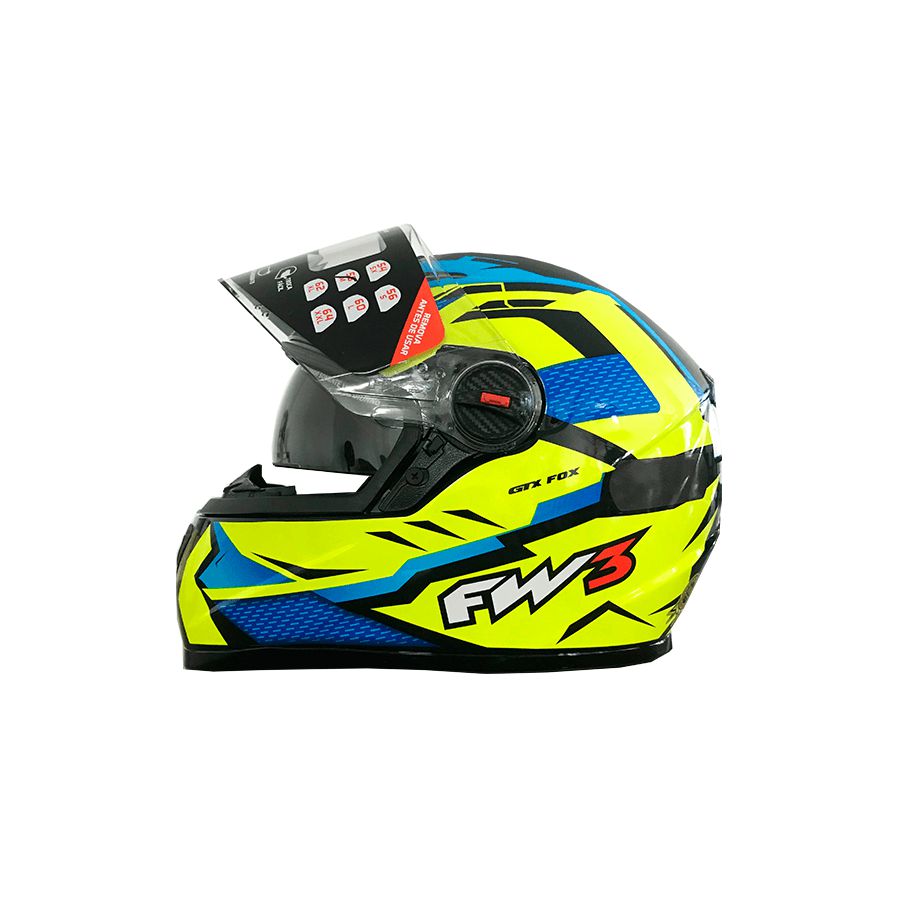 Capacete Verde Limão e Azul FW3 Nº58 GTX Fox - LM PNEUS - MOTO
