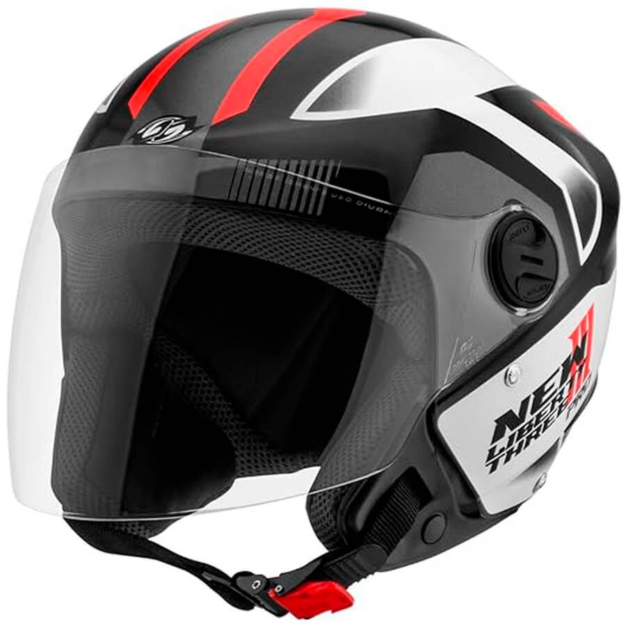 Capacete New Liberty Three Pro - Preto / Vermelho (60) - LM PNEUS