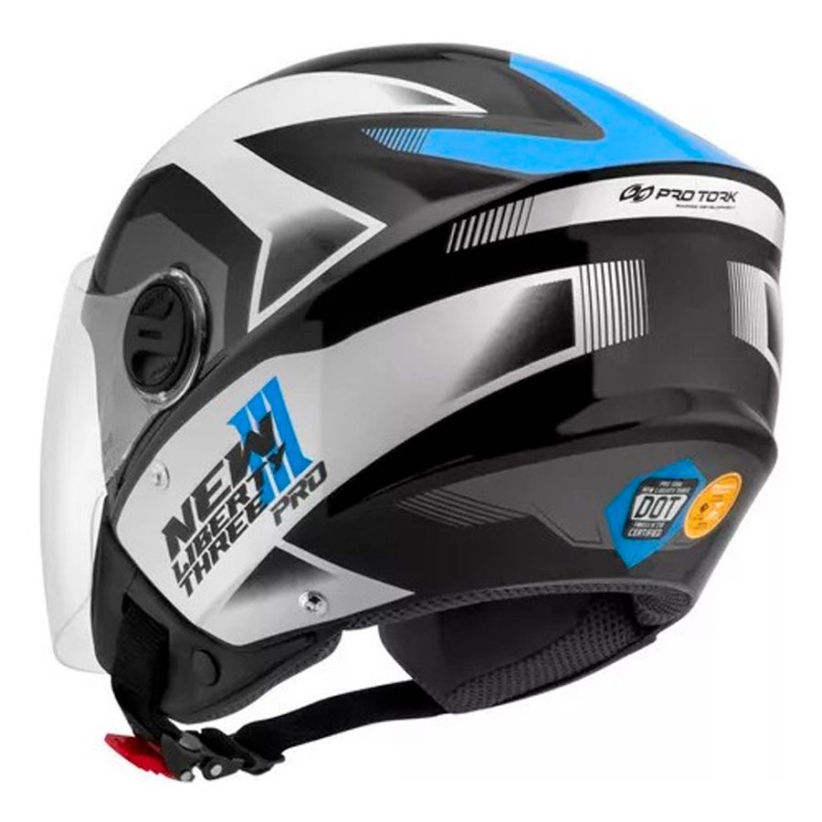 Capacete New Liberty Three Pro - Preto / Azul Brilhante (58) - LM