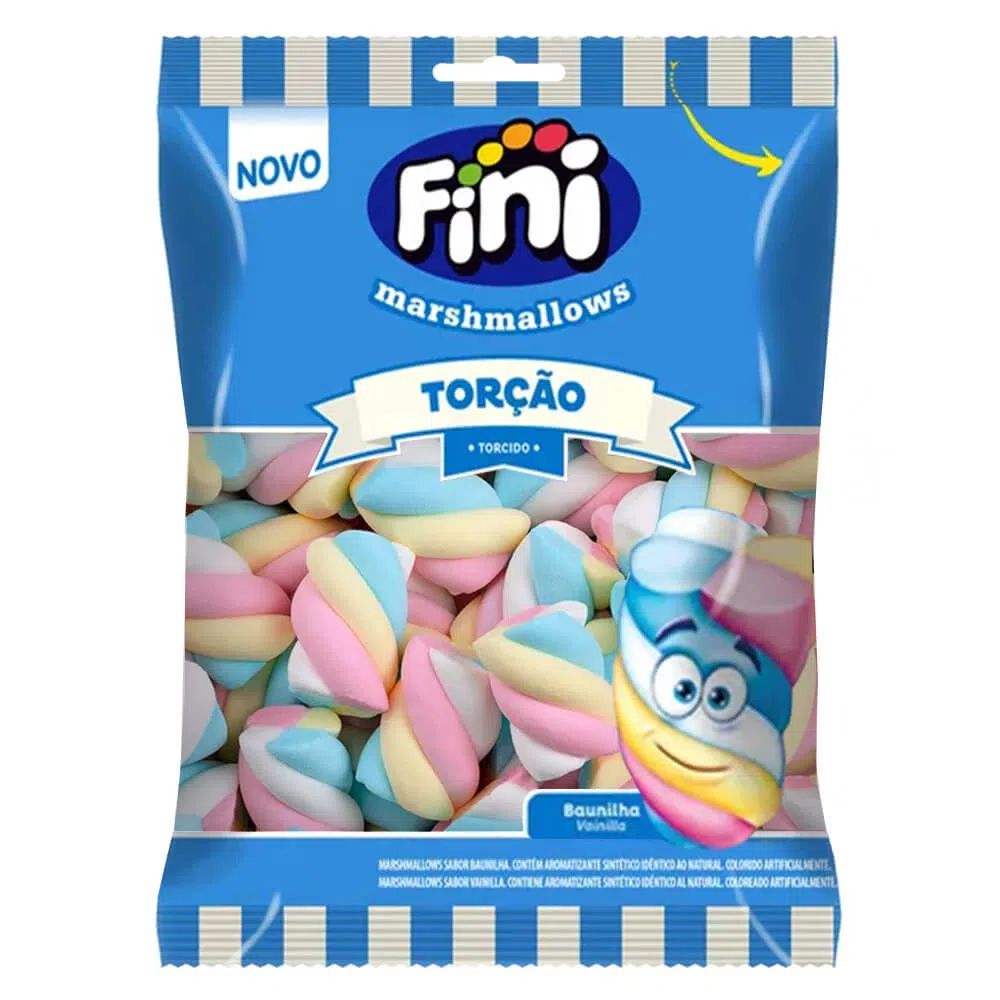 MARSHMALLOW FINI RECHEADO TORÇÃO ROSA E BRANCO 250G