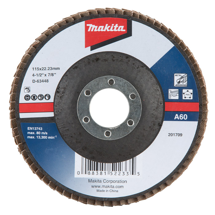 Disco Flap Makita D-63454 – 115mm Grão A80 com Base de Fibra de