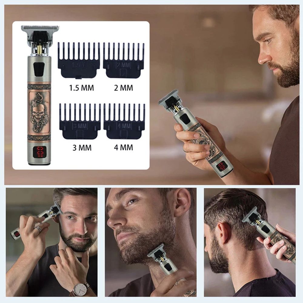Maquina Barbear Cabelo Acabamento Sem Fio Digital Led USB - Loja Nodeck