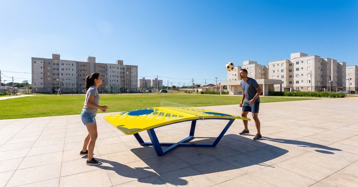 Futmesa na área de lazer do empreendimento