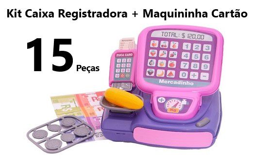 Brinquedo Caixa Registradora Maquina Cartão Gavetinha 15pç - Click Compras  Na Internet®